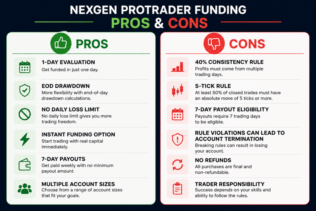 NexGen ProTrader Funding pros and cons