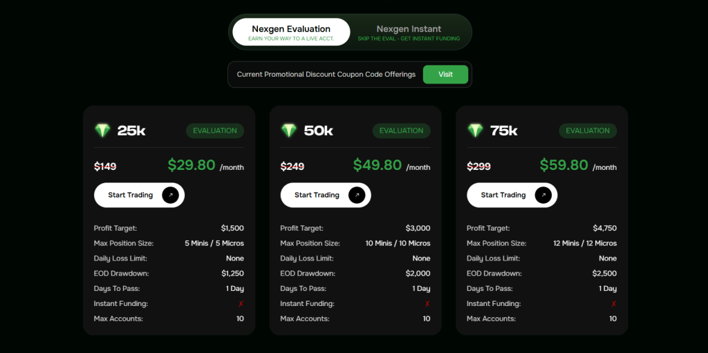  NexGen ProTrader Funding Evaluation Accounts